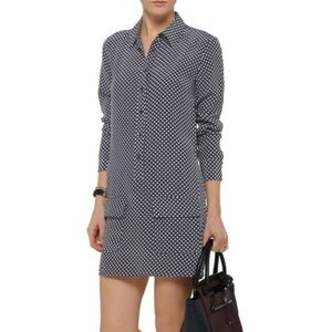 Equipment Femme Silk Polka Dot Dress Black White Long Sleeve Sz M